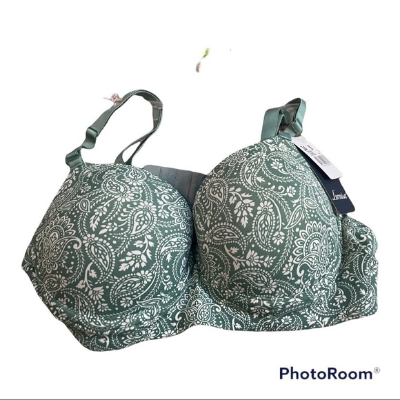 𝅺leonisa green and white padded bra 34B - Picture 3 of 9